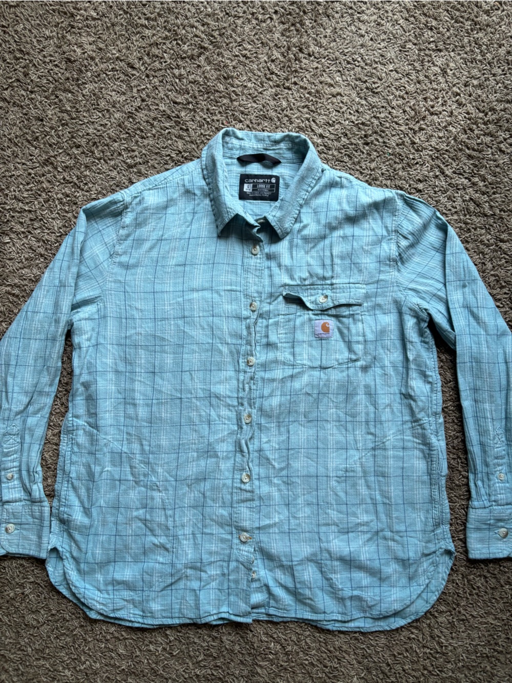 Carhartt Women’s Light Blue Plaid Button-Down Shirt